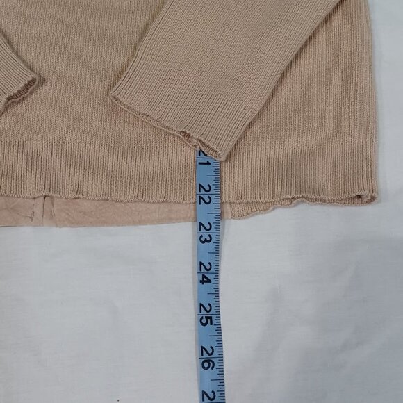 Coldwater Creek Jacket Womens Beige Petite Medium Suede Leather Knit Full Zip - Picture 5 of 10